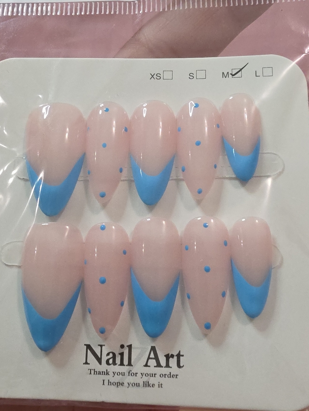 Nail Art Press-On Set in Pink and Blue by